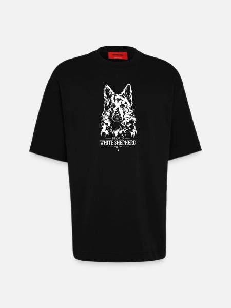 White Shepherd Mom Weißer Schäferhund Wilsigns - Heavyweight T-Shirt - made by SPREAD  - SOLID BLACK