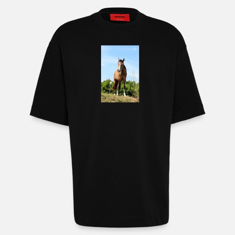 Affiche Cheval Cheval - T-shirt bio épais oversize fabriqué en UE - SOLID BLACK