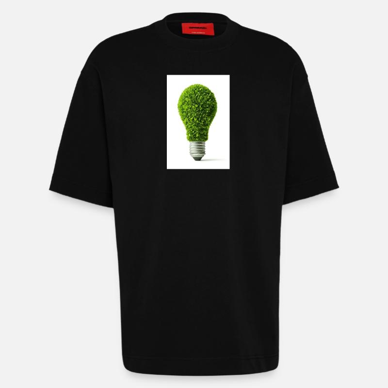 Leafy Glow Light Bulb Design - Heavyweight T-Shirt - made by SPREAD  - SOLID BLACK