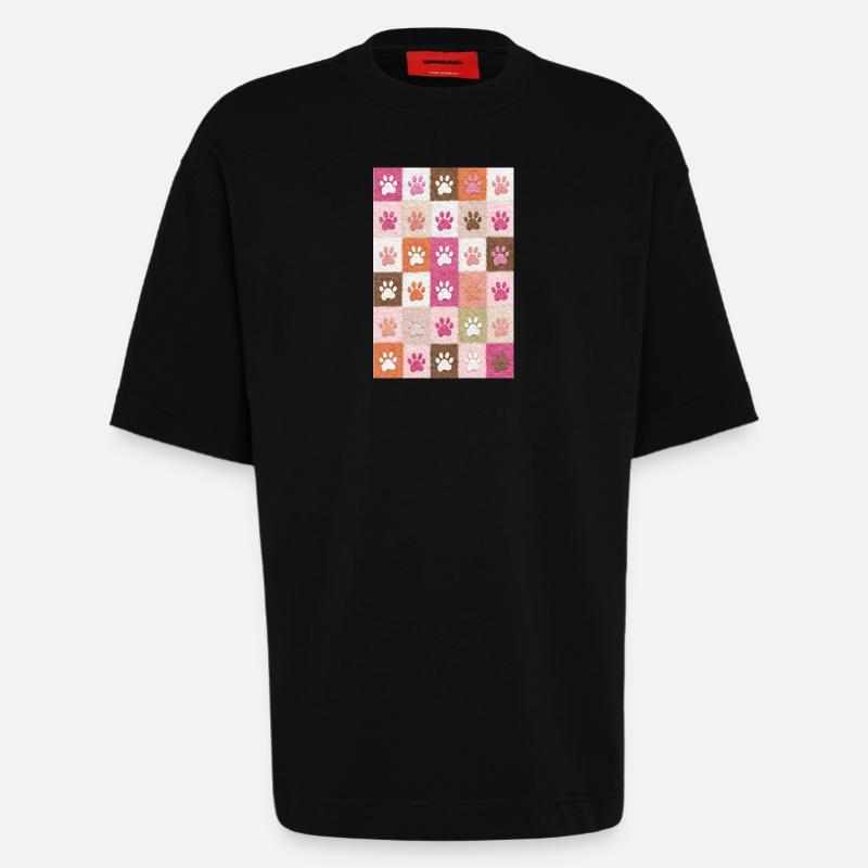 Pawprint Patchwork Plush Squares - Heavyweight T-Shirt - made by SPREAD  - SOLID BLACK