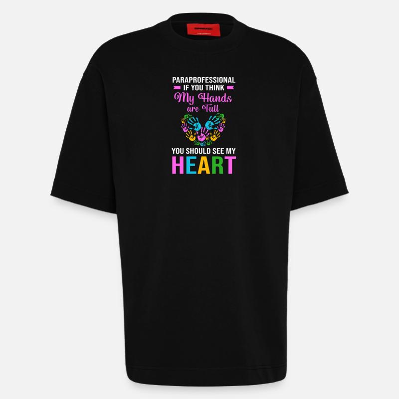 Paraeducator Teacher Assistant Paraprofessional - Heavyweight T-Shirt - made by SPREAD  - SOLID BLACK