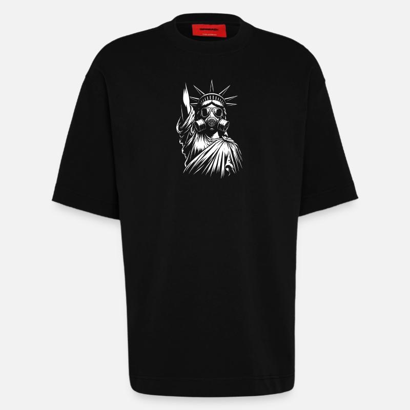 Freiheitsstatue mit Gasmasken-Design - Heavyweight T-Shirt - made by SPREAD  - SOLID BLACK