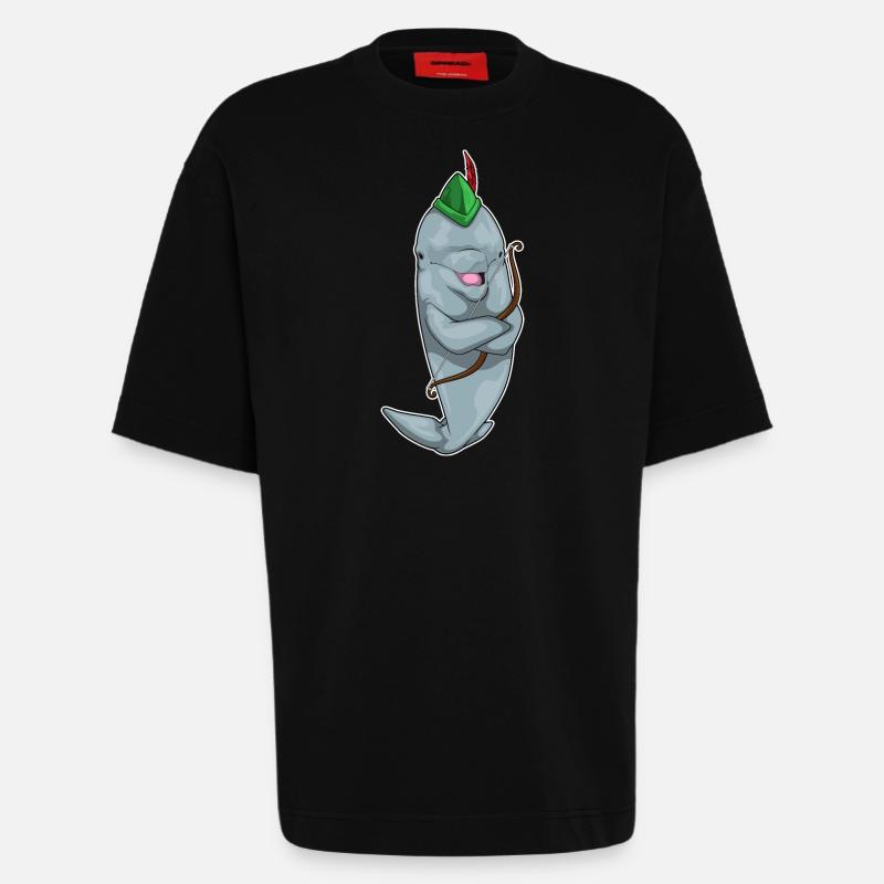 Dolphin Archer Bow - Heavyweight T-Shirt - made by SPREAD  - SOLID BLACK
