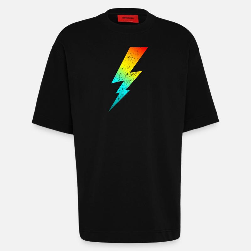 80s bolt lighting classic - Heavyweight T-Shirt - made by SPREAD  - SOLID BLACK