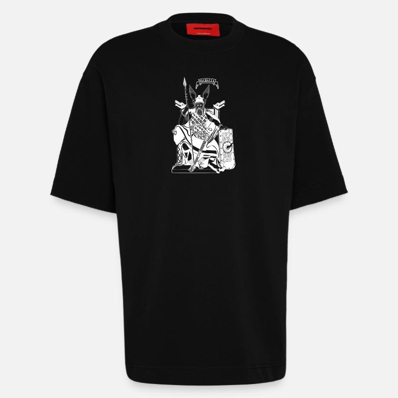 Odin sur le trône blanc - T-shirt bio épais oversize fabriqué en UE - SOLID BLACK