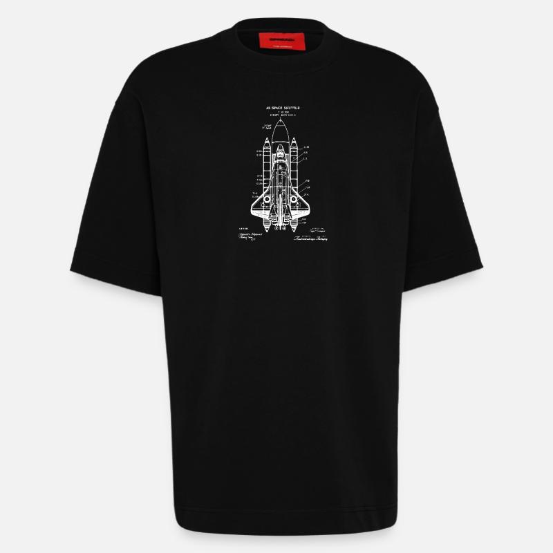 Plan de la navette spatiale - T-shirt bio épais oversize fabriqué en UE - SOLID BLACK