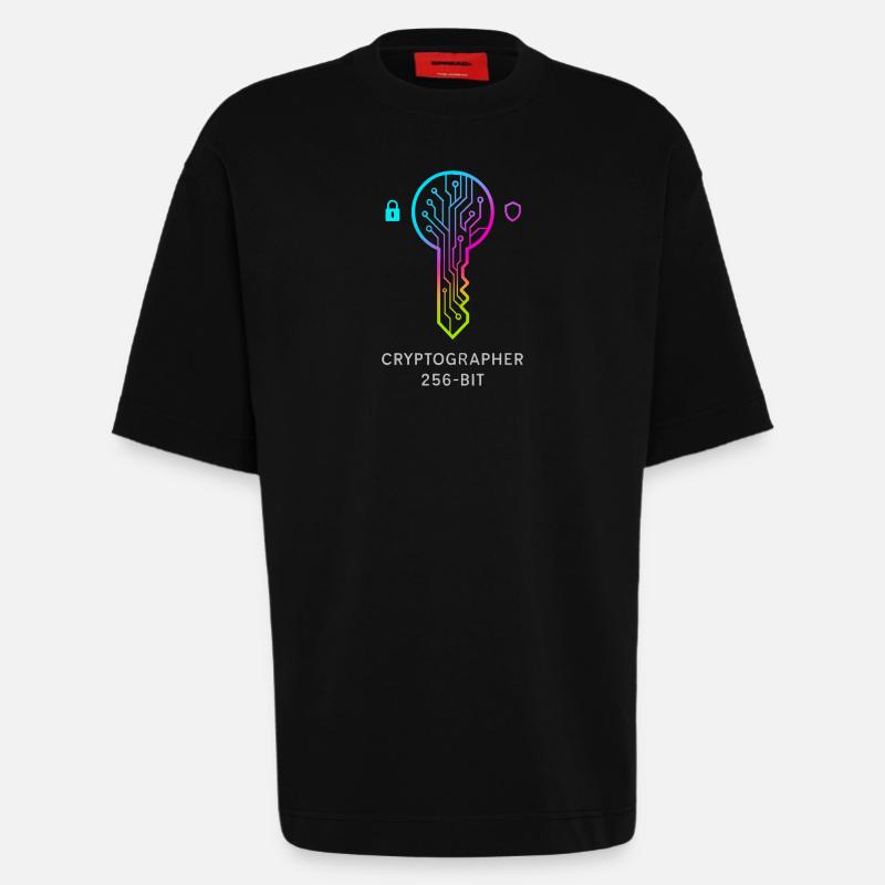 Expert in Cryptography and 256-bit Security - Heavyweight T-Shirt - made by SPREAD  - SOLID BLACK