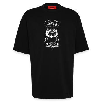 Miniature Schnauzer Dad Hunde Hund Wilsigns - Heavyweight T-Shirt - made by SPREAD  - SOLID BLACK - Vorne - Fiona (171cm)