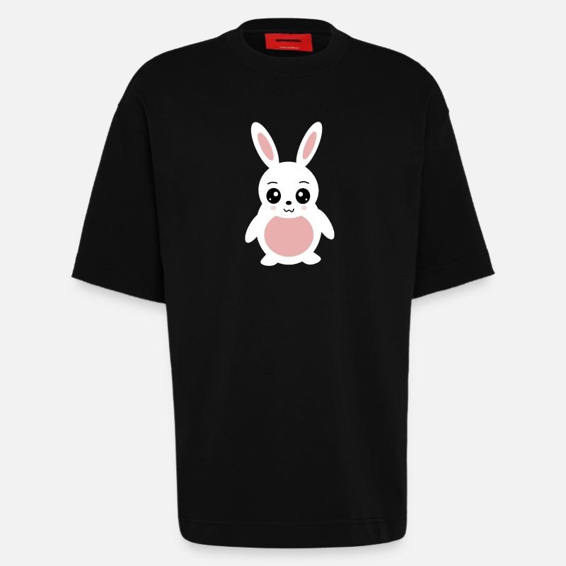 Kawaii Bunny Rabbit - Heavyweight T-Shirt - made by SPREAD  - SOLID BLACK
