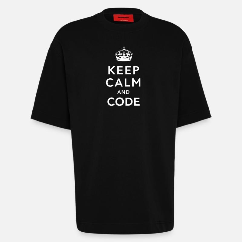 CALM DOWN AND CODE - T-shirt bio épais oversize fabriqué en UE - SOLID BLACK
