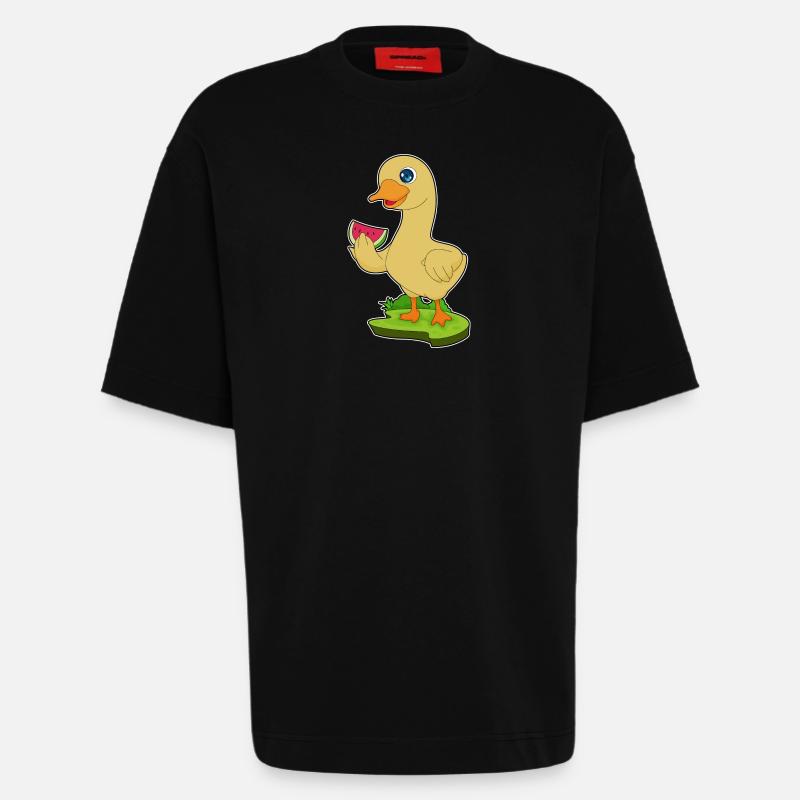 Canard Pastèque - T-shirt bio épais oversize fabriqué en UE - SOLID BLACK