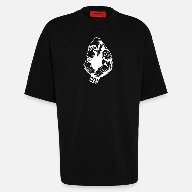 Monkey Monkey T-shirt Gift - Heavyweight T-Shirt - made by SPREAD - SOLID BLACK