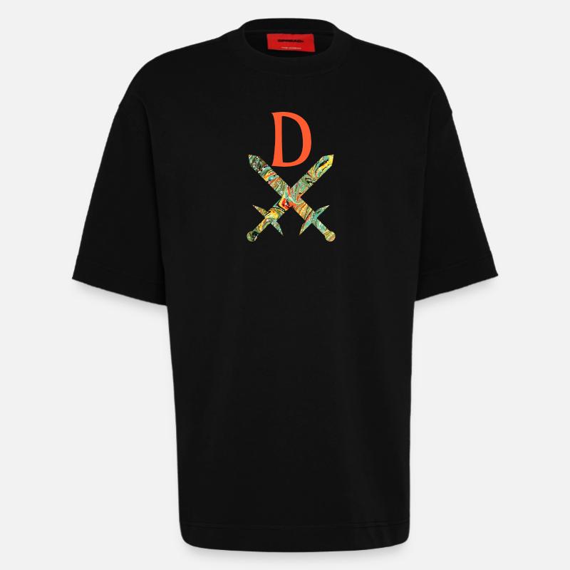 épées croisées e 200 d - T-shirt bio épais oversize fabriqué en UE - SOLID BLACK