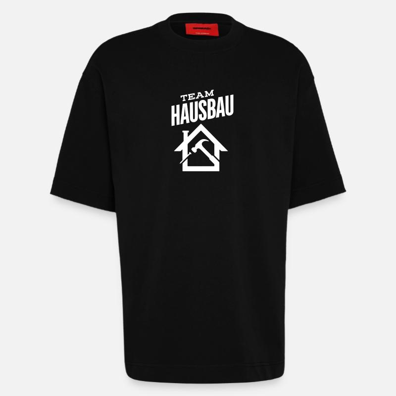 Construction de maisons d’équipe - T-shirt bio épais oversize fabriqué en UE - SOLID BLACK