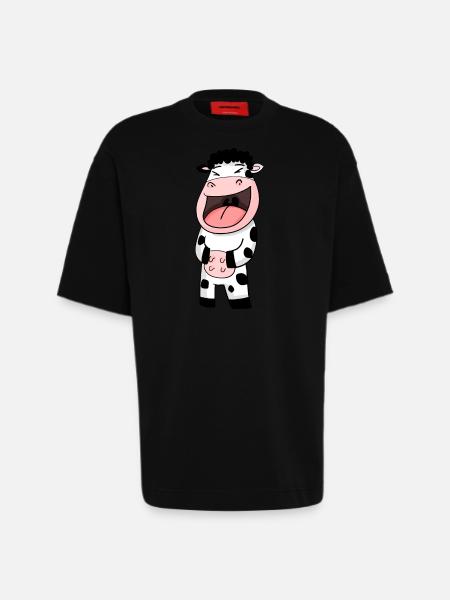 Cow laughs - Heavyweight T-Shirt - made by SPREAD  - SOLID BLACK