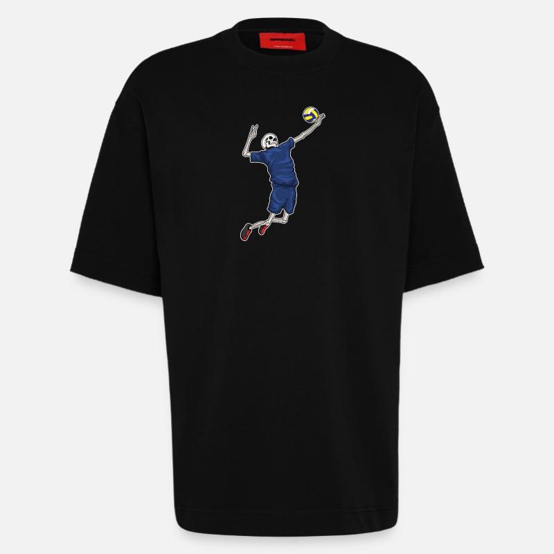 Skeleton Volleyball - T-shirt bio épais oversize fabriqué en UE - SOLID BLACK