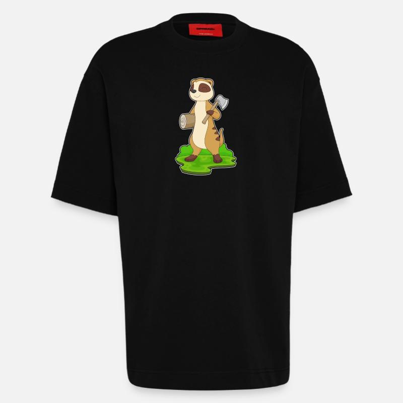 Hache de bûcheron suricate - T-shirt bio épais oversize fabriqué en UE - SOLID BLACK