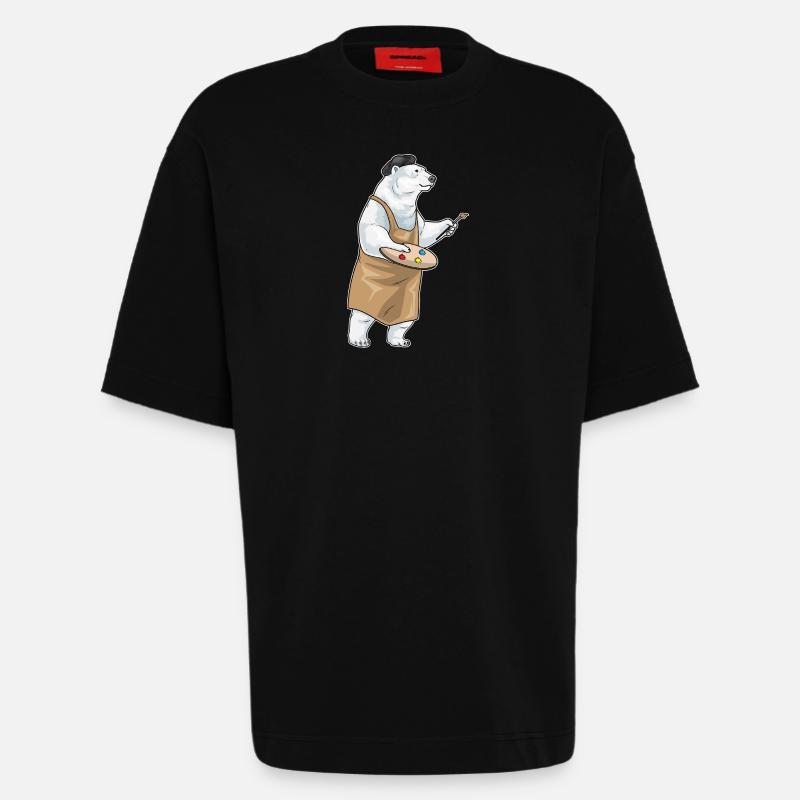 Eisbär Maler Pinsel Malen - Heavyweight T-Shirt - made by SPREAD  - SOLID BLACK