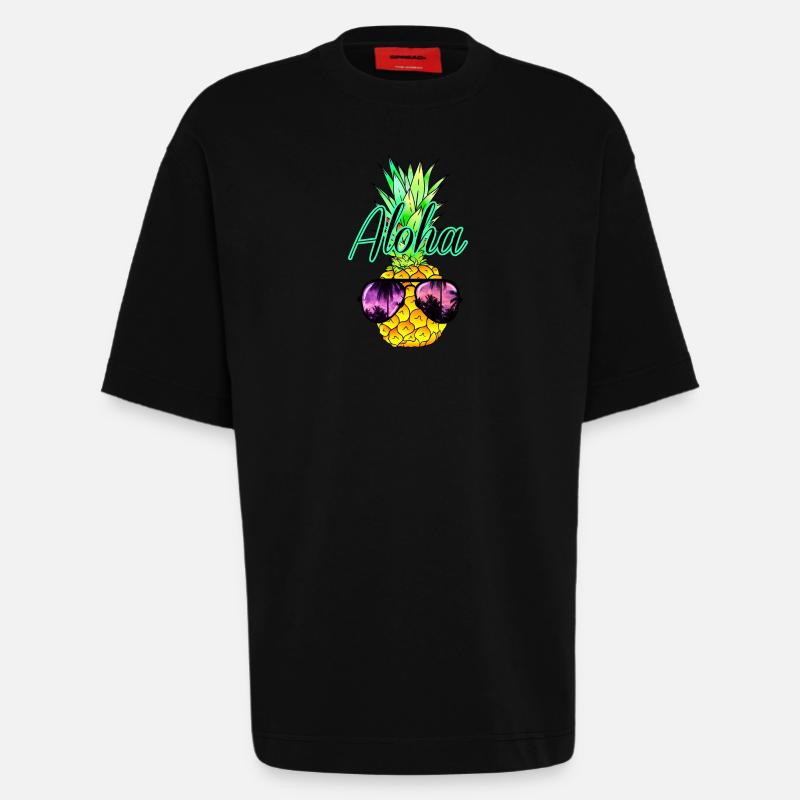 Ananas Aloha - Heavyweight T-Shirt - made by SPREAD  - SOLID BLACK