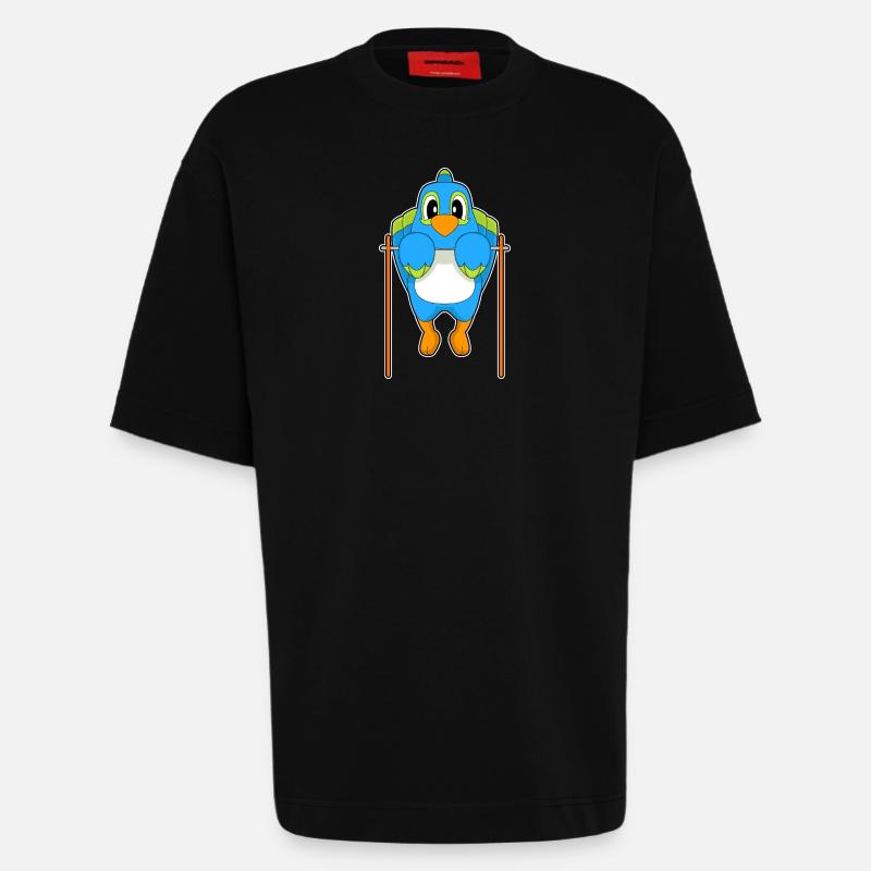 Parrot Bodybuilder Tractions - T-shirt bio épais oversize fabriqué en UE - SOLID BLACK