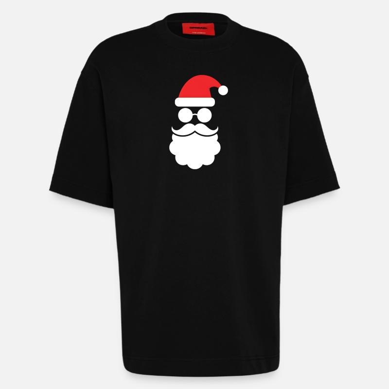 Weihnachtsmann mit Bart Minimal Kopf Design - Heavyweight T-Shirt - made by SPREAD - SOLID BLACK