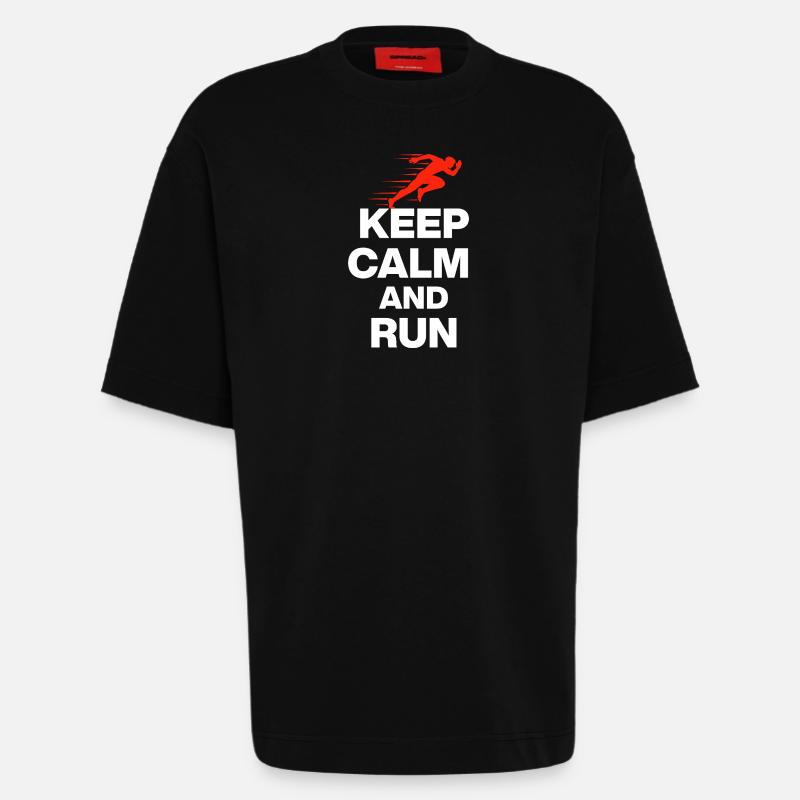KEEP CALM AND RUN! - Heavyweight T-Shirt - made by SPREAD - SOLID BLACK