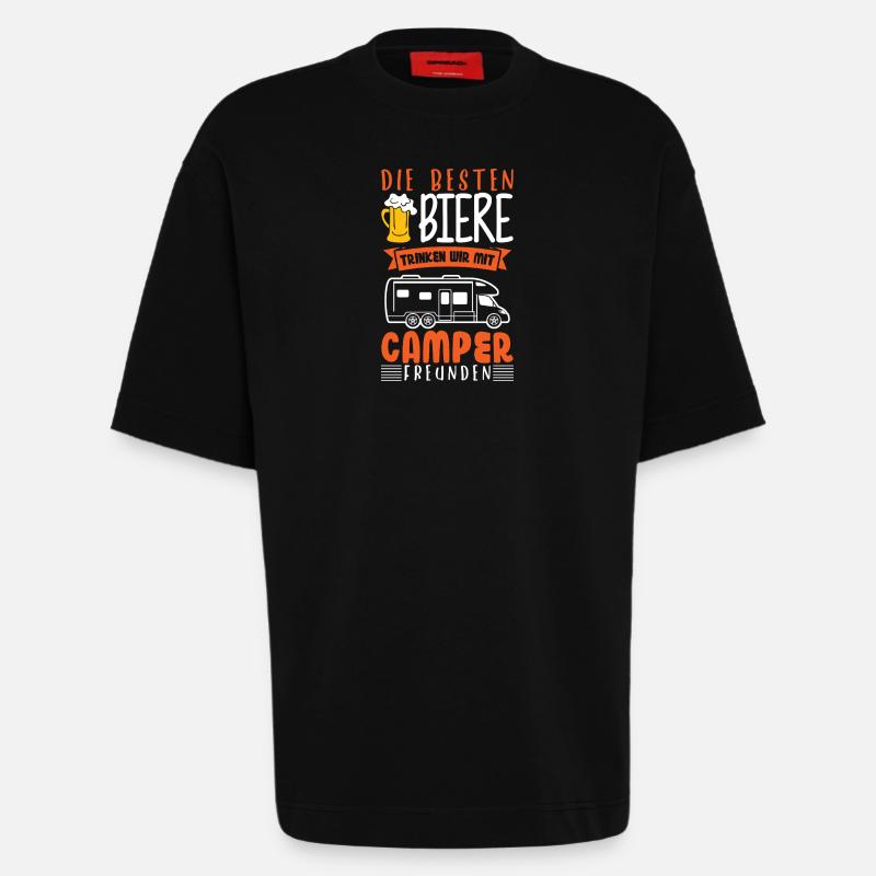 Camping Camper Wohnwagen Wohnmobil Bier - Heavyweight T-Shirt - made by SPREAD  - SOLID BLACK