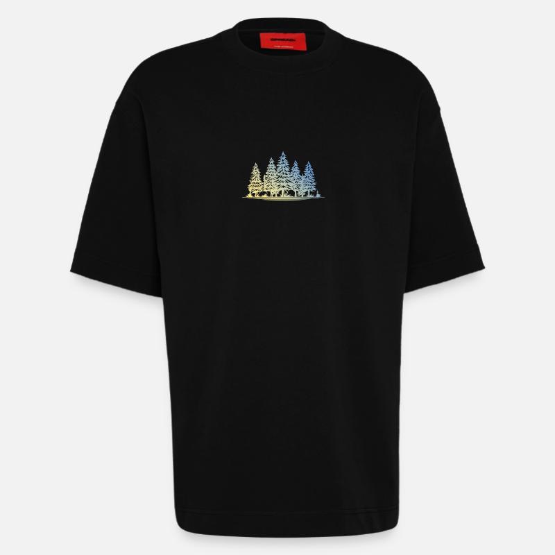 Wald Bäume - Heavyweight T-Shirt - made by SPREAD  - SOLID BLACK