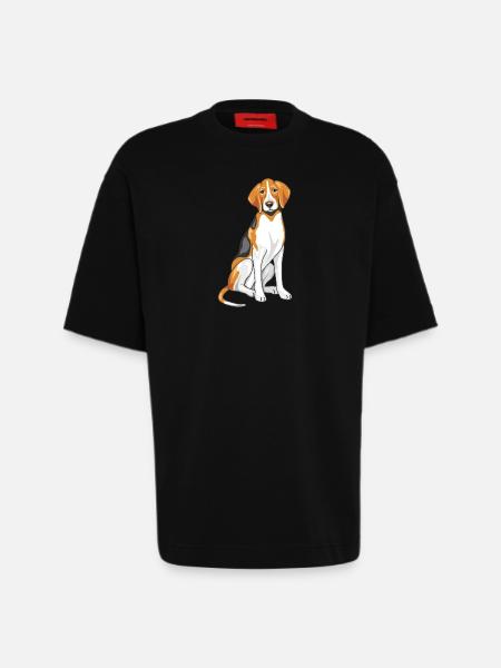 Sitting foxhound - Heavyweight T-Shirt - made by SPREAD  - SOLID BLACK