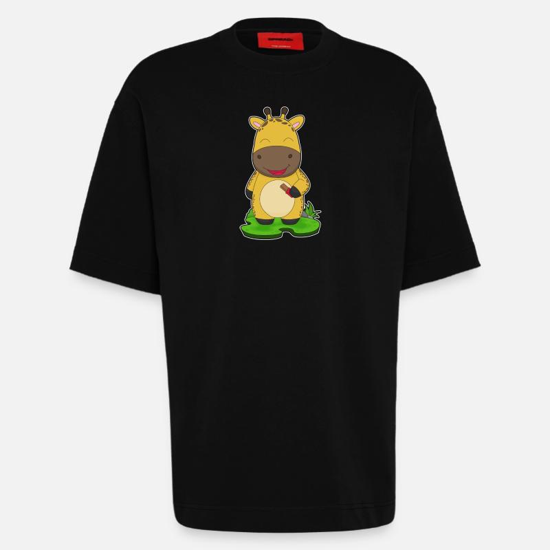 Barre de chocolat Girafe - T-shirt bio épais oversize fabriqué en UE - SOLID BLACK