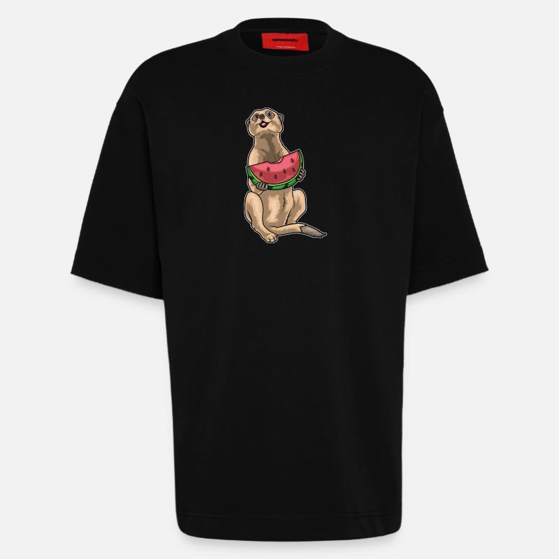 Erdmännchen Wassermelone - Heavyweight T-Shirt - made by SPREAD  - SOLID BLACK