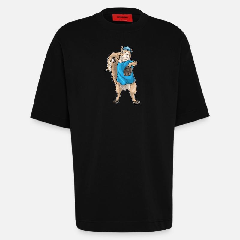 Eichhörnchen Baseball Baseballhandschuh - Heavyweight T-Shirt - made by SPREAD  - SOLID BLACK