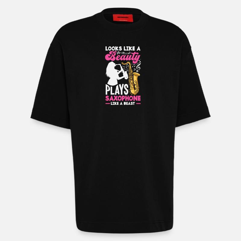 Saxofon - Heavyweight T-Shirt - made by SPREAD  - SOLID BLACK