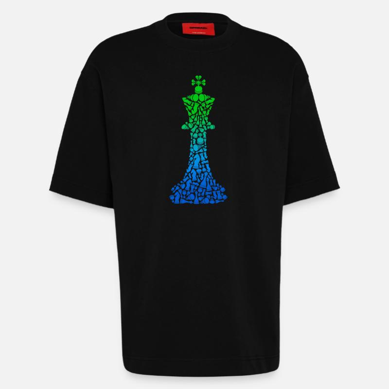 Pièces d’échecs Jeu d’échecs Joueur d’échecs Échecs - T-shirt bio épais oversize fabriqué en UE - SOLID BLACK