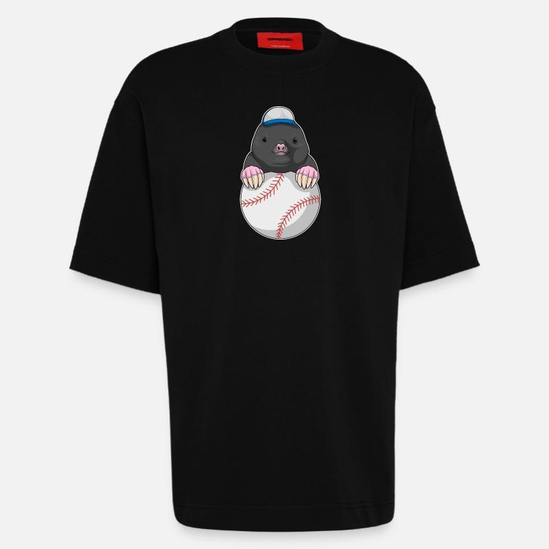 Mole Baseball - T-shirt bio épais oversize fabriqué en UE - SOLID BLACK