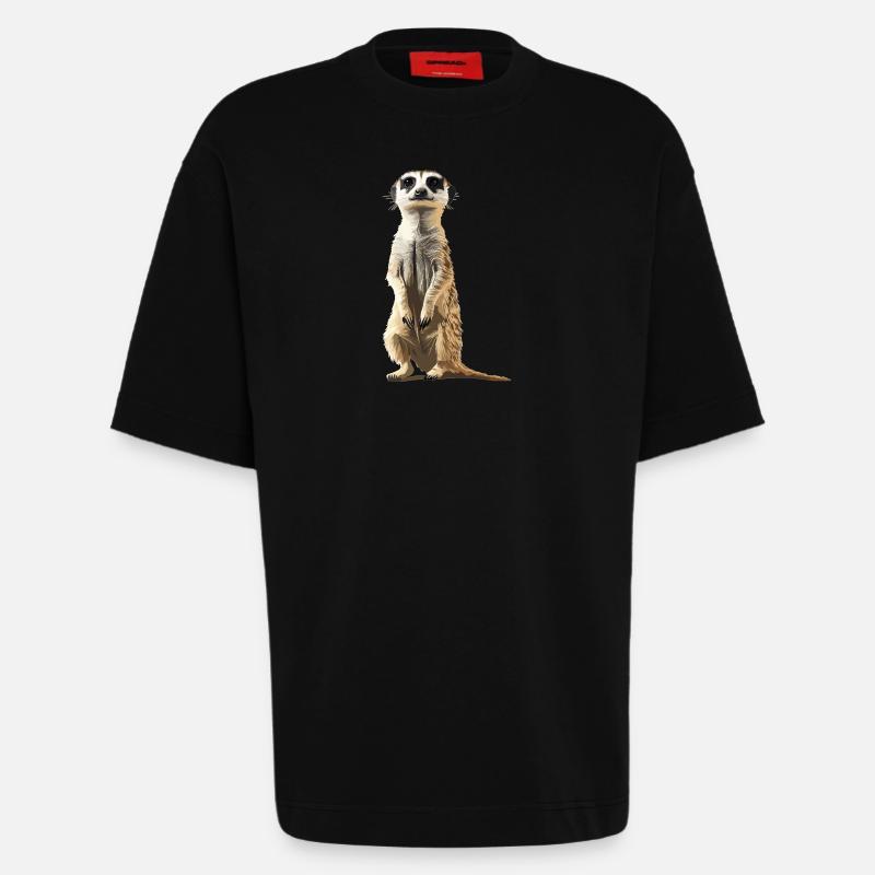 Suricate Erdmännchen - T-shirt bio épais oversize fabriqué en UE - SOLID BLACK