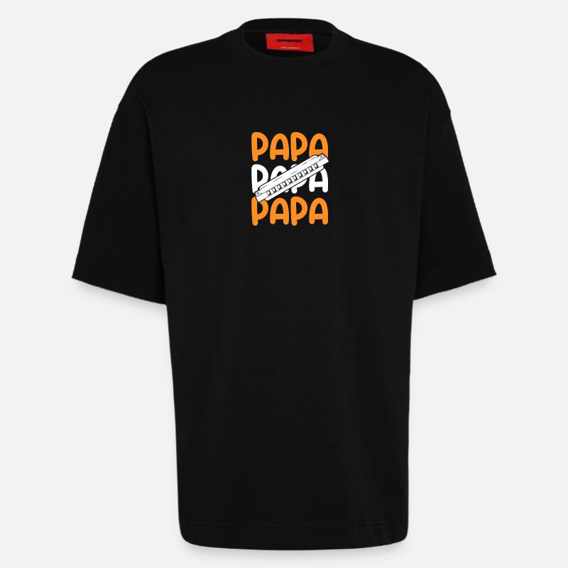 Harmonica Papa Père Harmonica - T-shirt bio épais oversize fabriqué en UE - SOLID BLACK