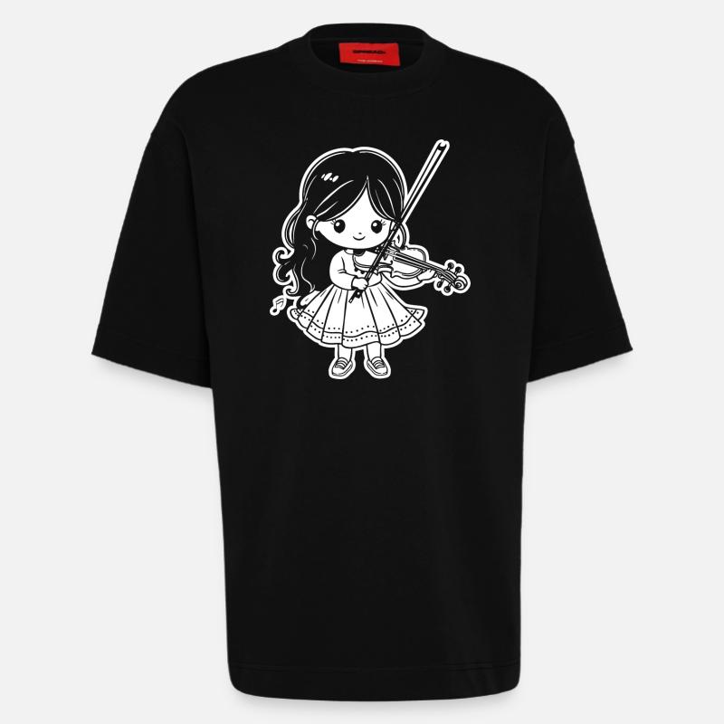 Violinen Mädchen - Heavyweight T-Shirt - made by SPREAD  - SOLID BLACK