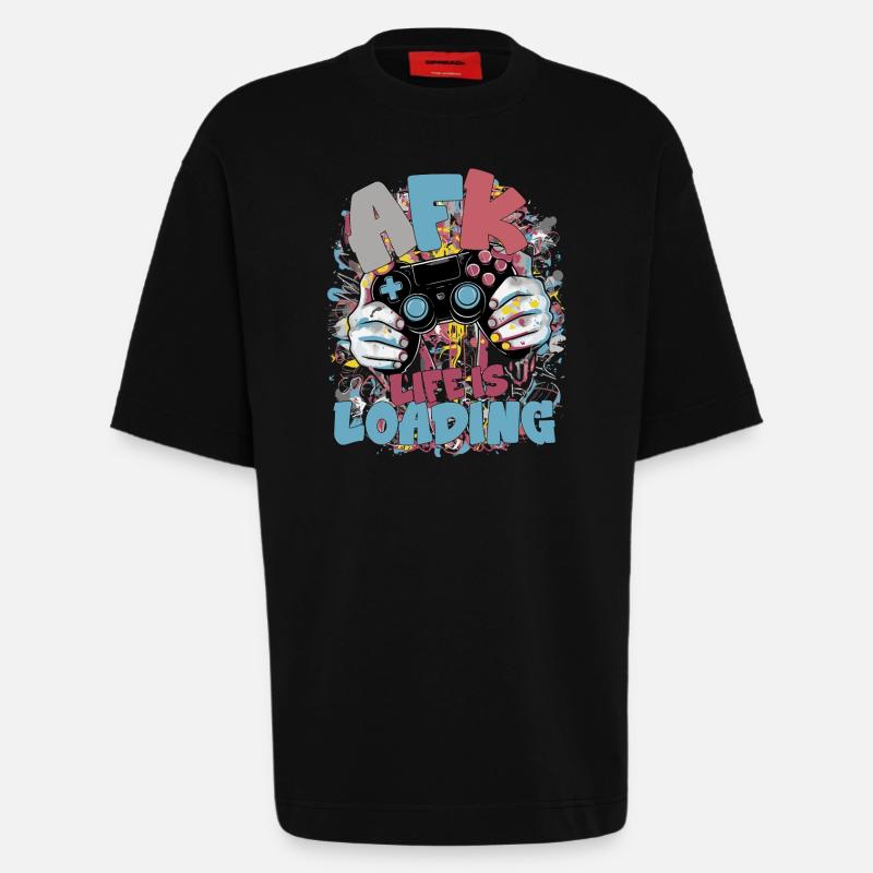 Life is Loading: Gaming Graffiti - Heavyweight T-Shirt - made by SPREAD  - SOLID BLACK