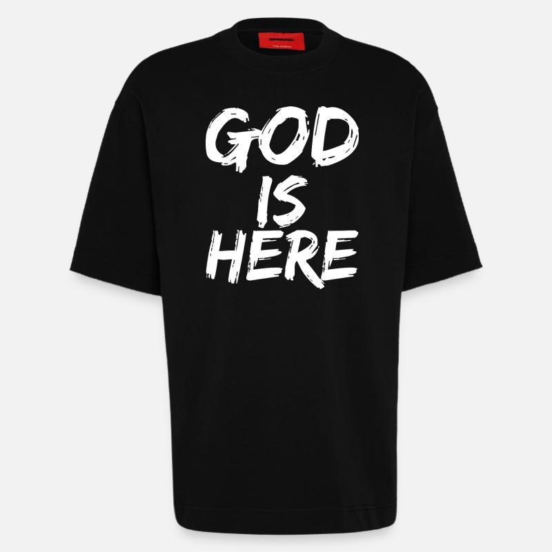 Dieu est là - T-shirt bio épais oversize fabriqué en UE - SOLID BLACK