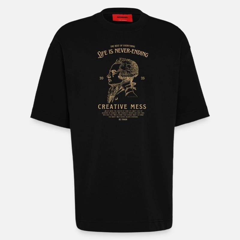 CREATIVE MESS (BLACK) - Heavyweight T-Shirt - made by SPREAD  - SOLID BLACK