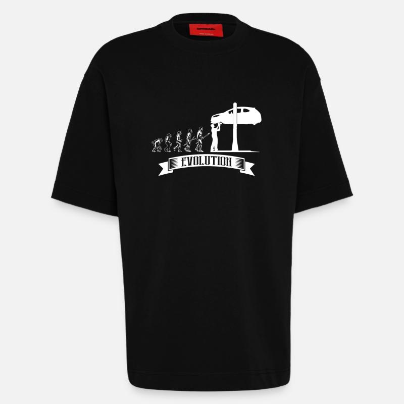 Evolution: Mécanicien automobile automobile mécatronique - T-shirt bio épais oversize fabriqué en UE - SOLID BLACK