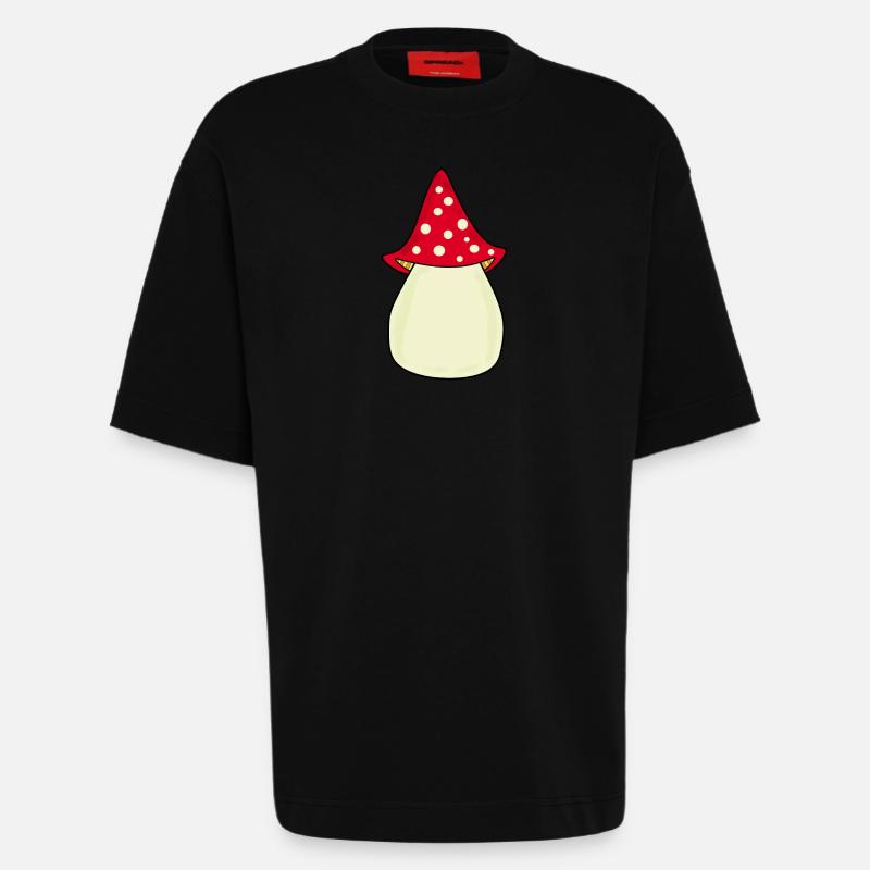 Mushroom Toadstool Pattern Personalizable Gift - Heavyweight T-Shirt - made by SPREAD  - SOLID BLACK
