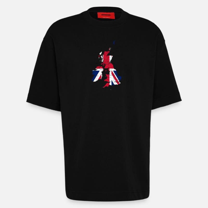 Royaume-Uni Drapeau Paysage Angleterre - T-shirt bio épais oversize fabriqué en UE - SOLID BLACK
