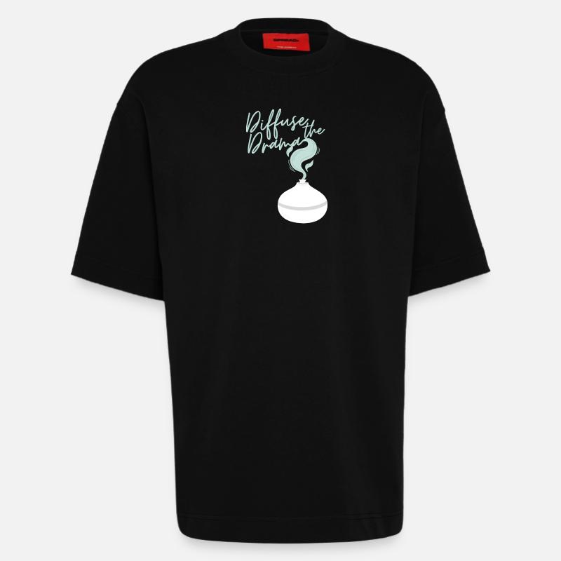 Diffuser le drame - T-shirt bio épais oversize fabriqué en UE - SOLID BLACK