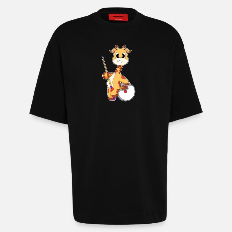 Giraffe Billiard Queue Sport - Heavyweight T-Shirt - made by SPREAD - SOLID BLACK