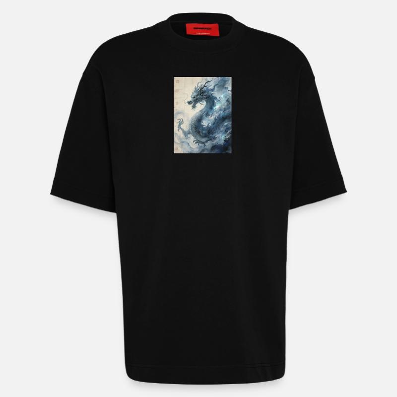 Die Sternennacht: Blauer Drache – Aether - Heavyweight T-Shirt - made by SPREAD  - SOLID BLACK
