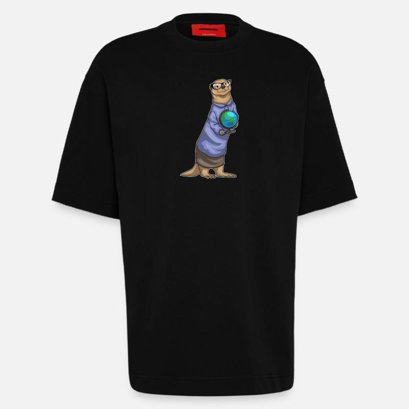 Otter Lehrer Globus Geschichte - Heavyweight T-Shirt - made by SPREAD  - SOLID BLACK