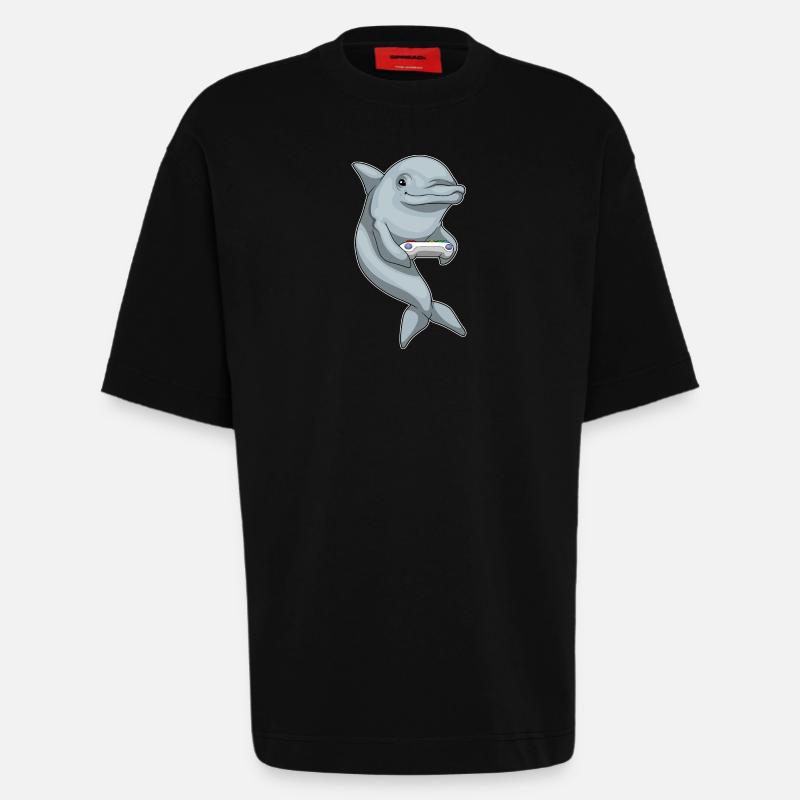 Delfin Gamer Controller - Heavyweight T-Shirt - made by SPREAD  - SOLID BLACK