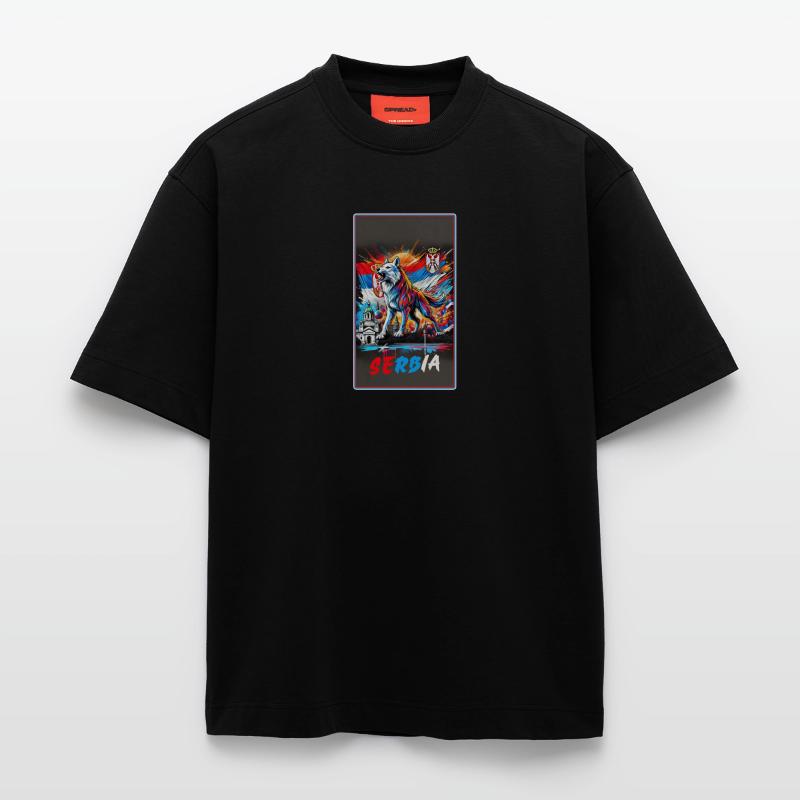 Conception du drapeau national du loup de Serbie T-shirt bio épais oversize fabriqué en UE